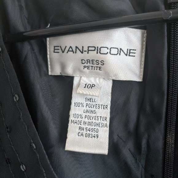 Evan Picone V Neck Night Black Dress 10P - Picture 5 of 8